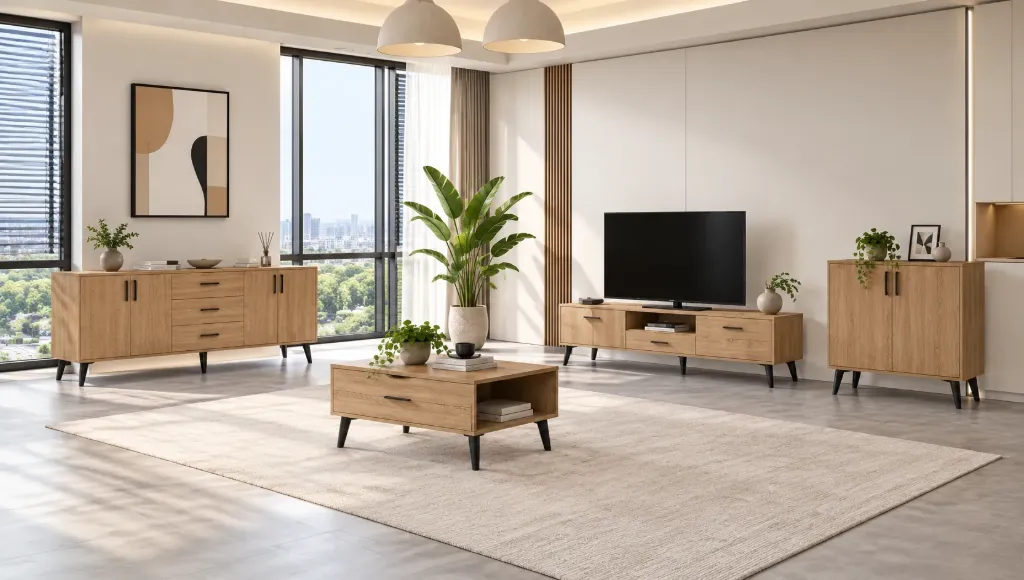 Montera Cadiz Entertainment Set with Coffee Table, Console, TV Stand and Cabinet