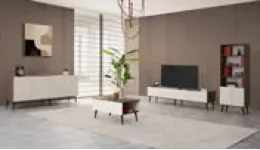 Kuvars Moonstone Entertainment Set with Bookcase, Console, Coffee Table and TV Stand