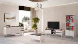 Sentra Moonstone Entertainment Set with Bookcase, Console, Coffee Table and TV Stand