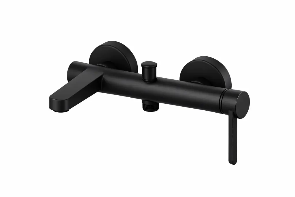 [MBB165-S] Gildo Black Wall-Mounted Bathroom Faucet with Flat Spout and Single Lever