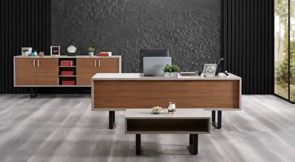 Ensemble Bureau Troya Granite Amalfi : Table, Armoire et Table Basse