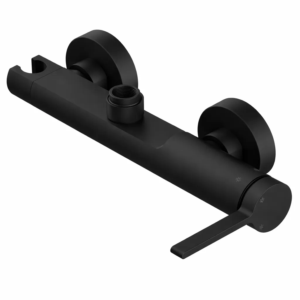 Gildo Black Wall-Mounted Shower Armature with Upper Connection and Single Lever