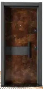 Laminox Series Brown Wood-Look Exterior Door with Horizontal Accent