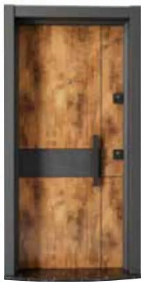 Laminox Series Brown Wood-Effect Exterior Door with Dark Frame