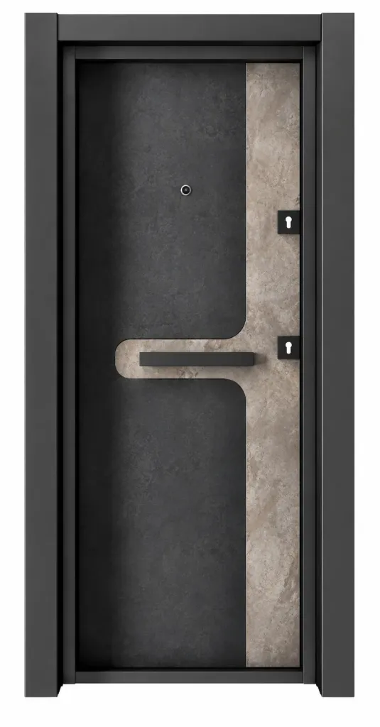 Porte extérieure Laminox Série Dark avec panneau incurvé