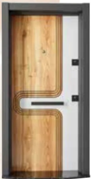 Laminox Series Wood-Look and White Exterior Door with Curved Detail