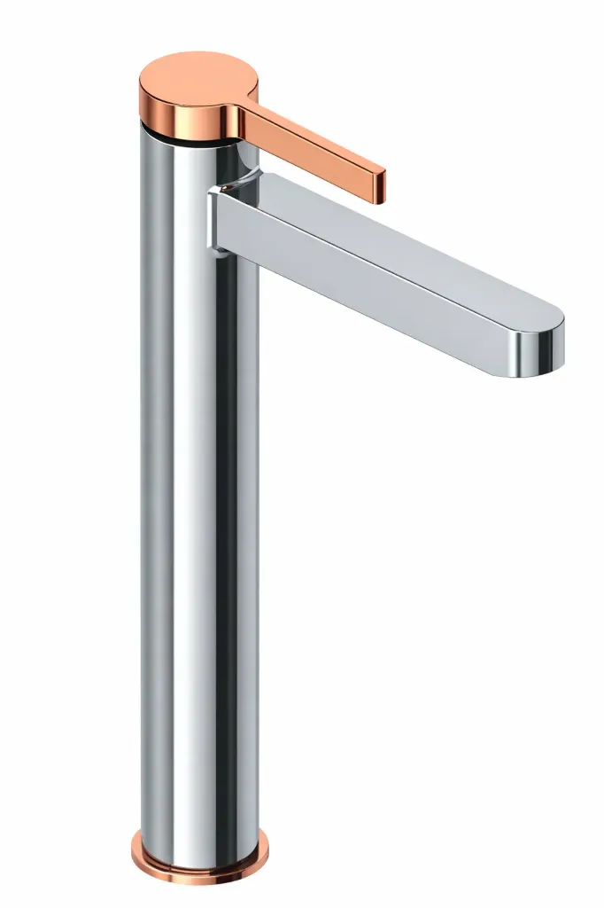 [MSL165-K-R] Gildo Two-Tone Tall Deck-Mounted Wash Basin Faucet with Single Lever