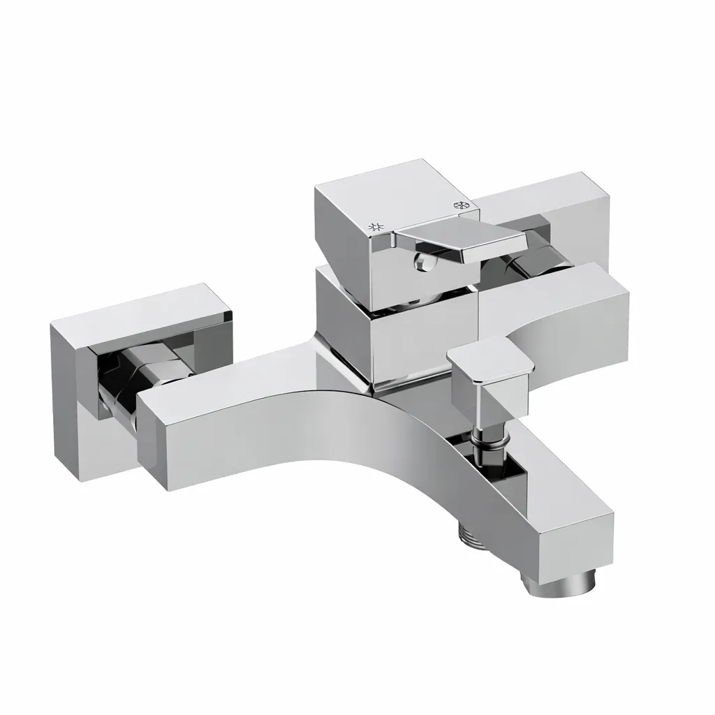 [MBB135] Tulio Chrome-Like Wall-Mounted Bathroom Faucet with Flat Curved Spout