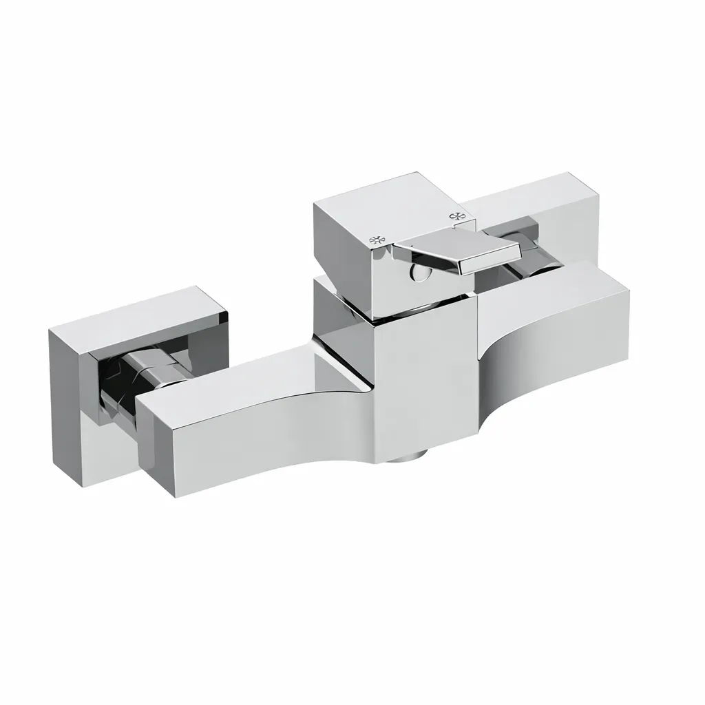 [MDB135] Tulio Chrome-Look Square Wall-Mounted Shower Faucet with Flat Lever