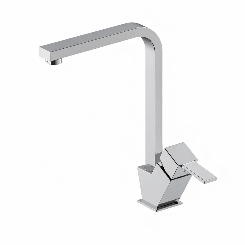 [MTE135] Tulio Chrome-Look L-Shaped Monoblock Sink Faucet with Single Lever Handle