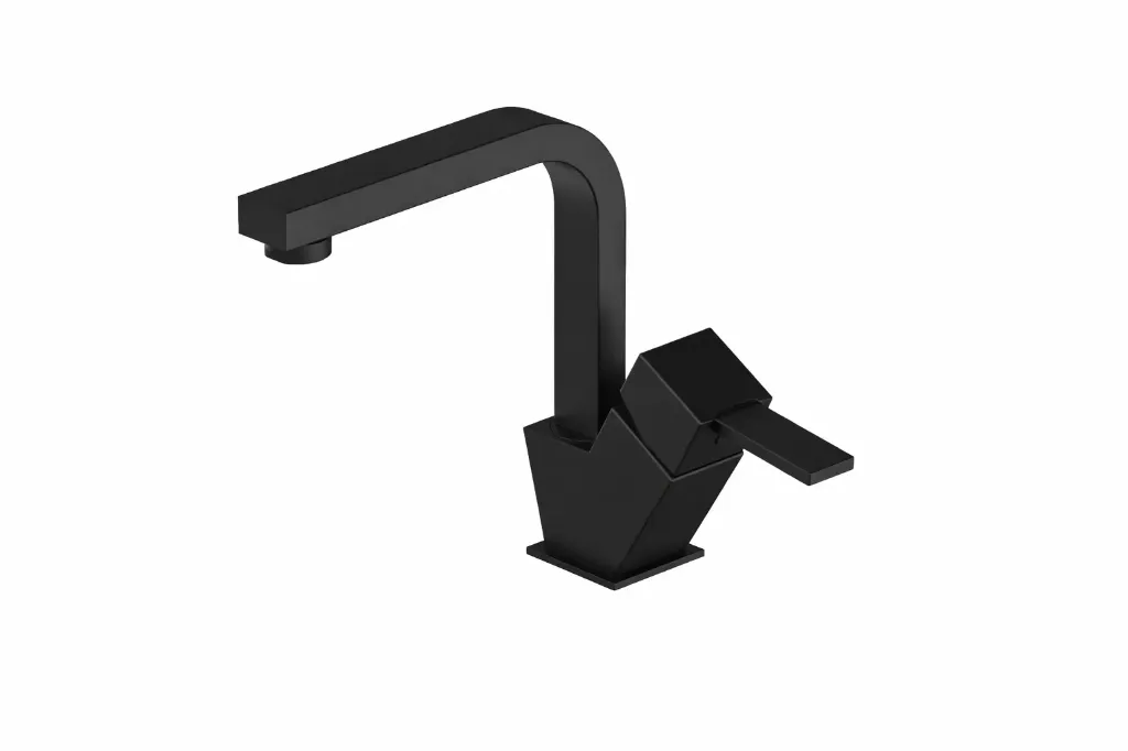 Tulio Black L-Shaped Monoblock Wash Basin Faucet with Single Lever Handle