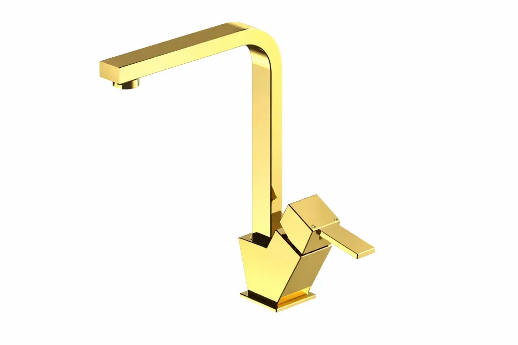 [MTE135-A] Robinet de lavabo monobloc Tulio Gold en L avec levier unique