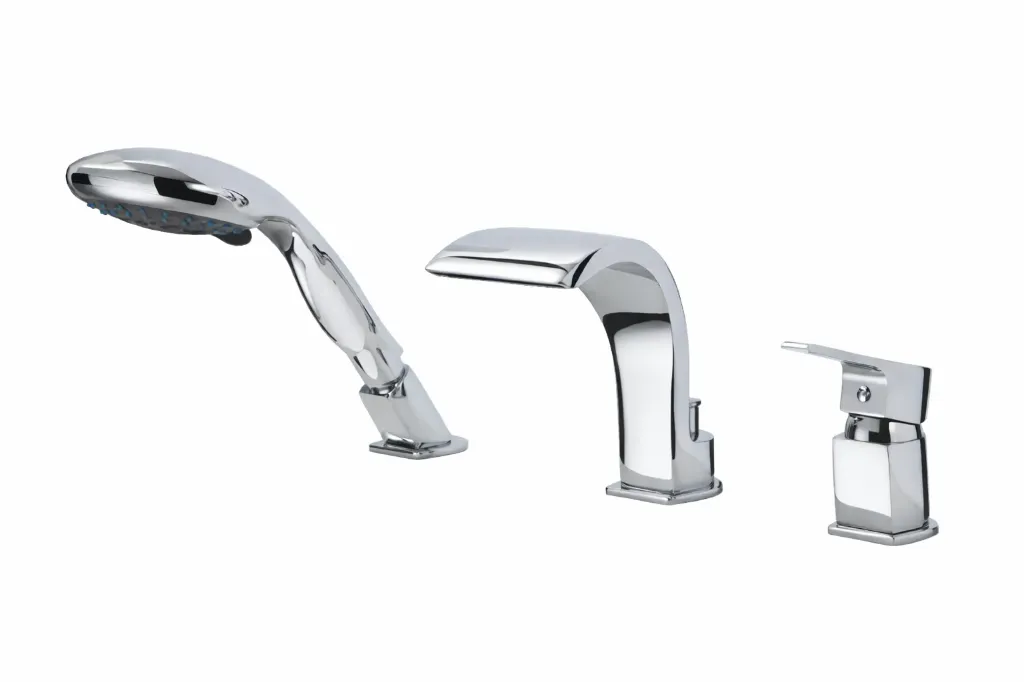 [MAK65] Ensemble de robinetterie de baignoire encastrée Atros aspect chrome 3 trous avec douchette