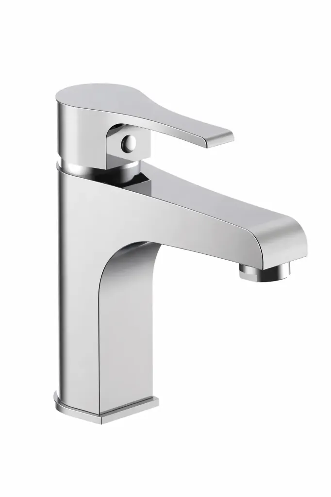 [MLB65-C] Robinet de lavabo à levier unique Atros Cold-Start à bec rectangulaire aspect chrome