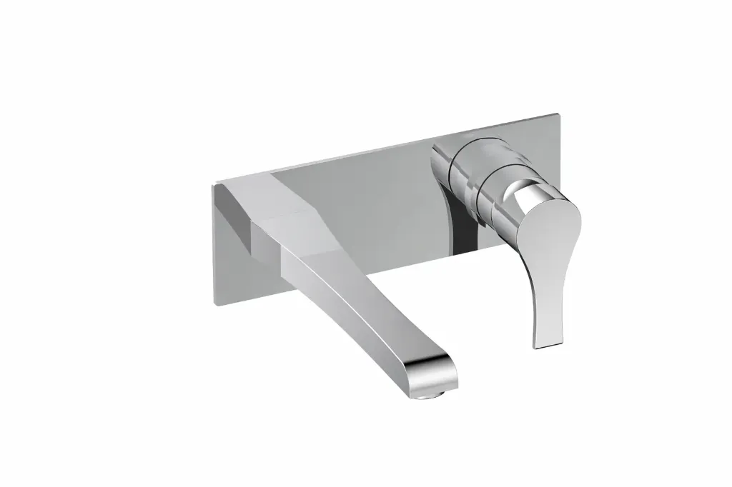 [MDA65-C] Atros Silver Chrome-Look Concealed Wall-Mounted Wash Basin Faucet with Flat Spout and Single Lever