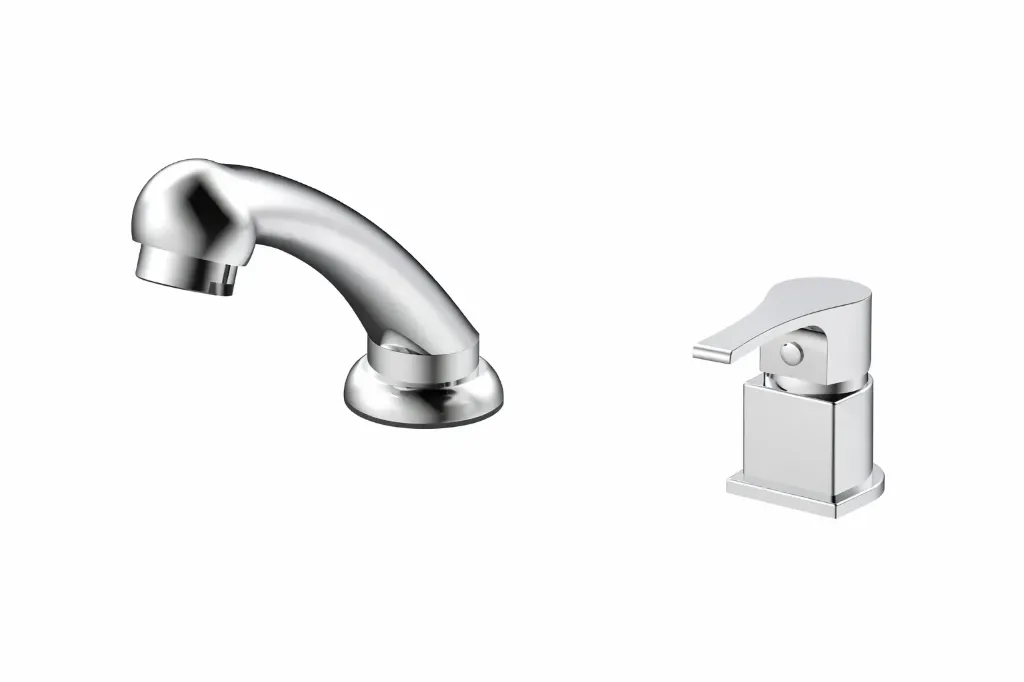 [MBR65] Atros Barber Silver-Look Deck-Mounted Faucet with Curved Spout and Single Lever