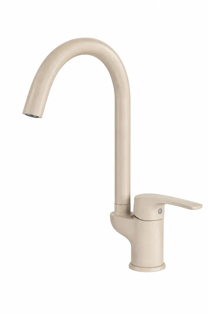 Robinet de lavabo monobloc Atros beige moucheté à bec haut avec levier unique