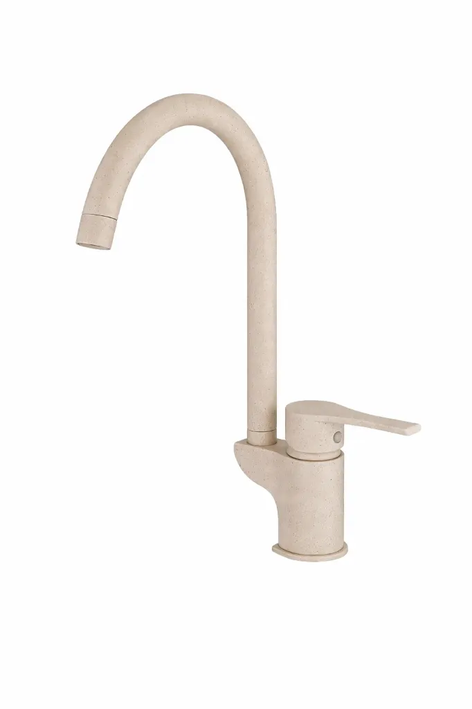 [MTE65-KG] Robinet de lavabo monobloc Atros beige moucheté à bec haut avec levier unique
