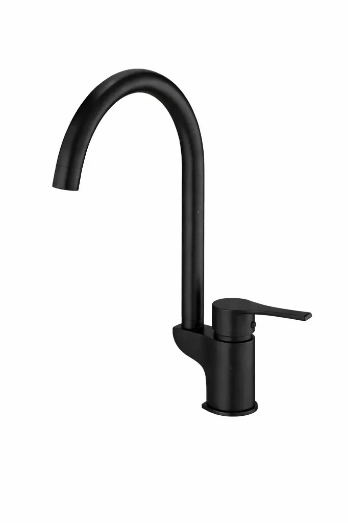 [MTE65-SG] Robinet de lavabo monobloc Atros noir à bec haut avec poignée à levier unique