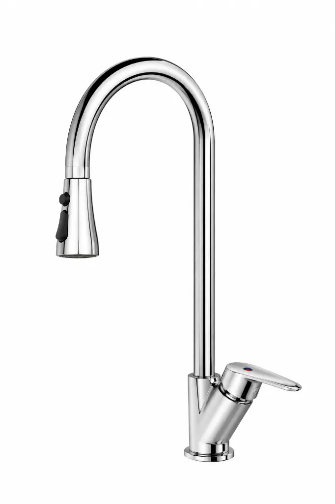 Atros Chrome-Look High-Arc Pull-Out Spray Sink Faucet, 3-Function