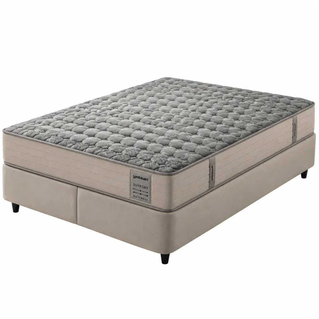 Base de lit rectangulaire Segura aspect tissu avec pieds courts