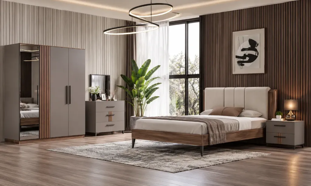 Tiran Young Room Amalfi Granite 3-Door Wardrobe and 90 x 190 Bedstead Furniture Set