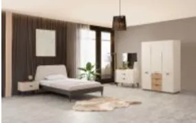 Ceres Youngroom Saturn Beige Youth Bedroom Set with 90 x 190 Bedstead