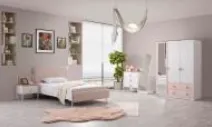 Ensemble de mobilier pour chambre jeune Oxford Youngroom couleur beurre frais avec armoire 3 portes et lit 90 x 190