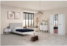 Ensemble de mobilier de chambre jeunesse Milano en bois blanc avec armoire 3 portes