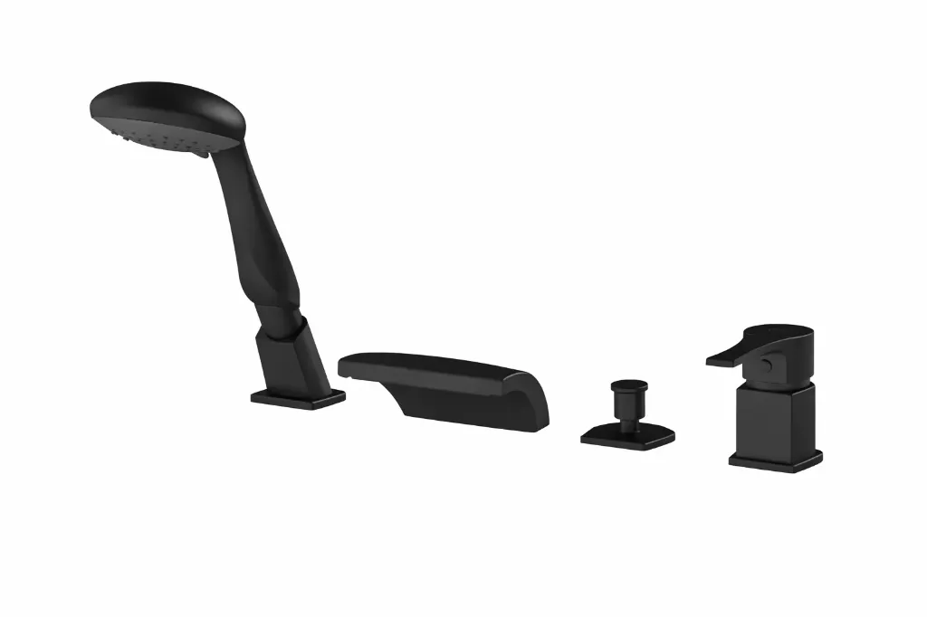 [MAK66-S] Ensemble de robinet de baignoire encastré Atros noir à 4 trous avec douchette