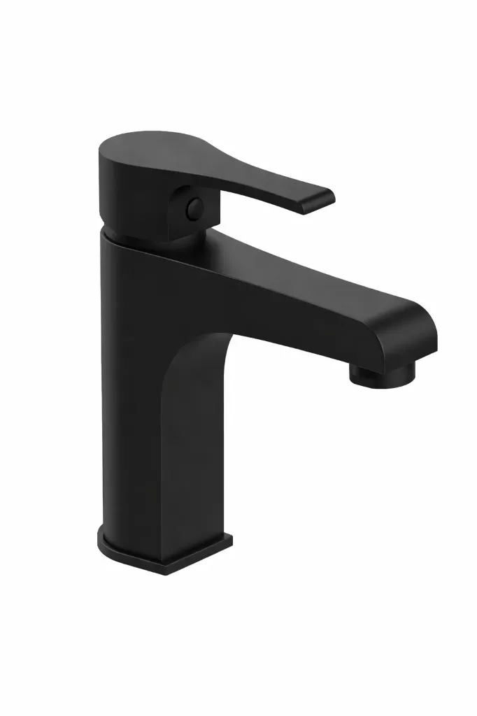 [MLB65-C-S] Atros Black Single Lever Rectangular Spout Wash Basin Faucet Cold-Start