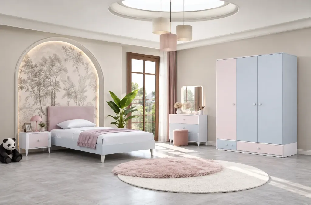 Malaga Young Room Furniture Set with 3 Door Wardrobe and Bedstead