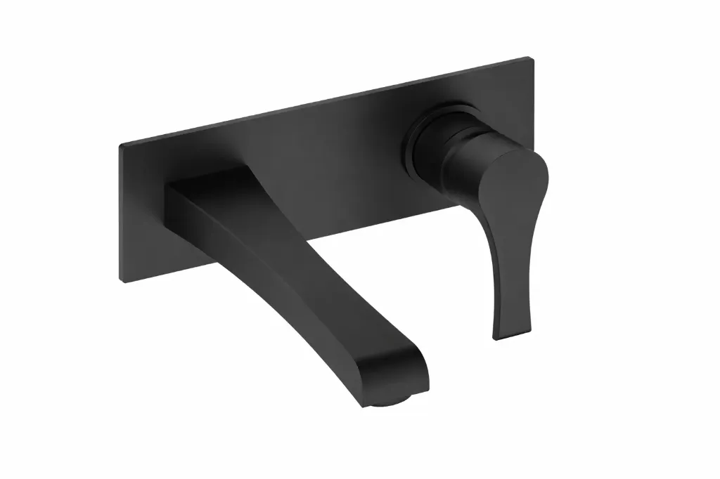 [MDA65-C-S] Atros Black Concealed Wall-Mounted Wash Basin Faucet with Flat Spout and Cold-Start Single Lever