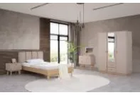 Ensemble de mobilier pour chambre jeune Bony crème poudrée avec armoire 3 portes et lit 90 x 190