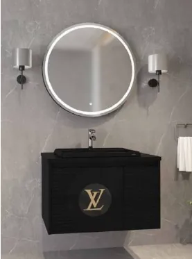 Louise 80 cm Dark Wall-Mounted Bathroom Vanity with Basin and LED Mirror