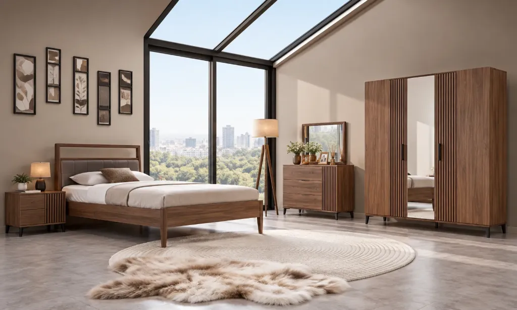 Varna Massa Young Room Furniture Set with 3-Door Wardrobe and 90 x 190 Bedstead