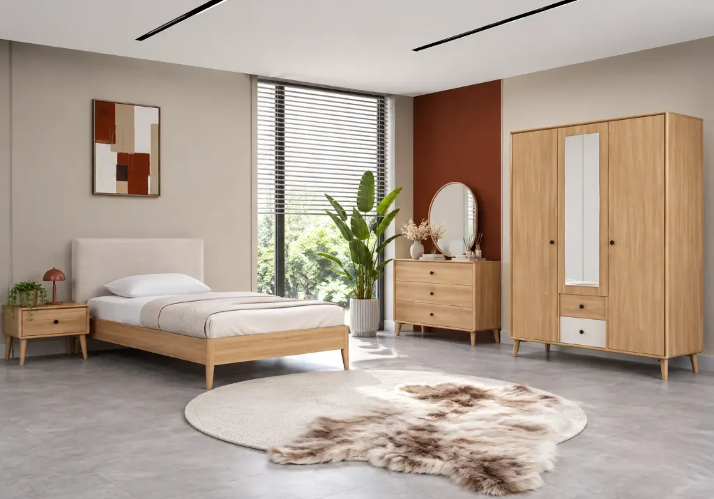 Ensemble de mobilier Klimt Youngroom avec armoire 3 portes et cadre de lit