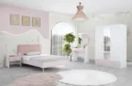 Ensemble de mobilier de chambre Flam Butter Milk Young avec armoire 3 portes et lit 90 x 190