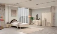 Ensemble de mobilier pour chambre jeune Saturn Beige avec armoire 3 portes et cadre de lit