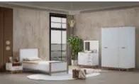London Youngroom White Cadiz Furniture Set with 3-Door Wardrobe and 90 x 190 Bedstead