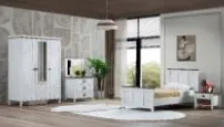 Violette Youngroom White Torino Bedroom Furniture Set with 3 Door Wardrobe and 90 x 190 Bedstead