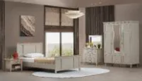 Ensemble de mobilier de chambre jeune Monaco en grès avec armoire 3 portes et lit 90 x 190