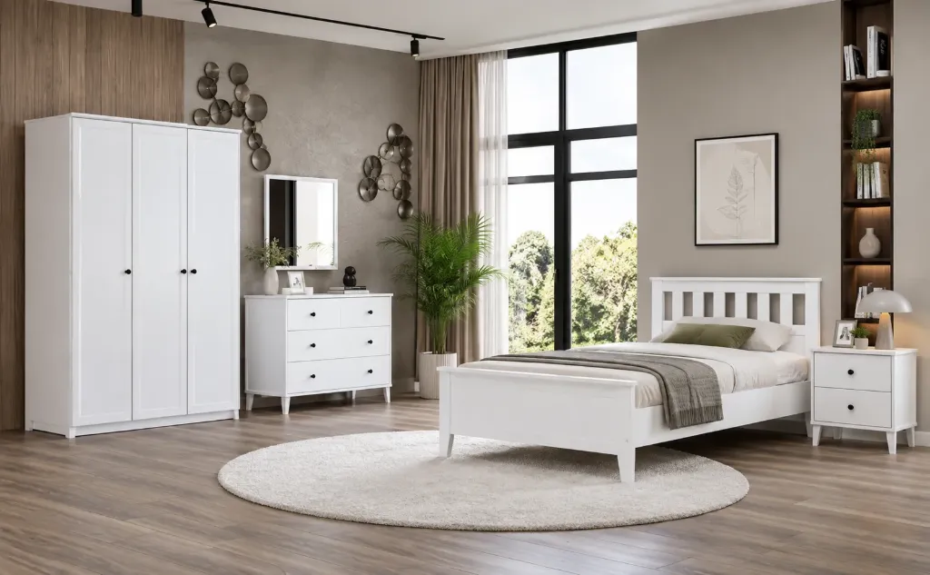 Hampton Youngroom White and Sonoma Young Room Furniture Set with 90 x 190 Bedstead