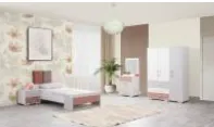 Ensemble de chambre jeunesse Lagun blanc avec armoire 3 portes et lit 90 x 190