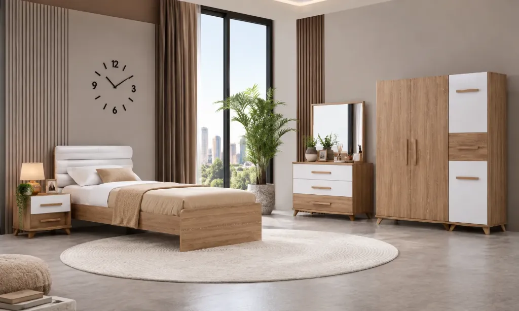 Ensemble de meubles Time Youngroom Cadiz Blanc avec armoire 3 portes et lit 90 x 190