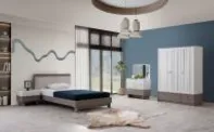 Soci Youngroom Granite White Young Room Furniture Set with 3 Door Wardrobe and 90 x 190 Bedstead