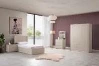 Giza Youngroom Sandstone and Butter Milk Young Room Set with 3 Door Wardrobe