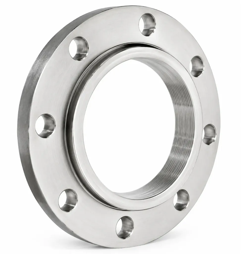 Bride circulaire argentée DN100 avec trous pour boulons