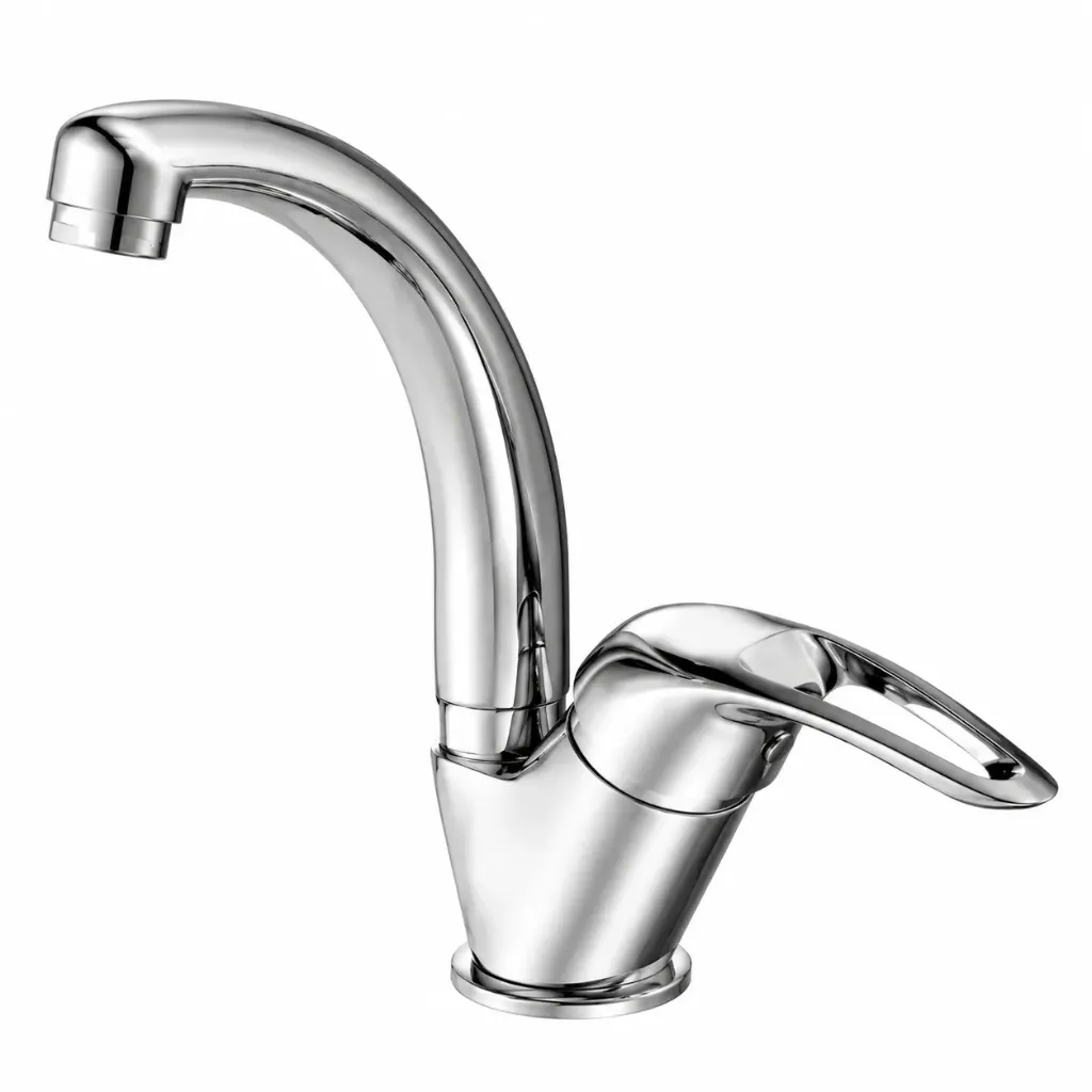 Adrio Chrome Monoblock Wash Basin Faucet with Curved Swivel Spout