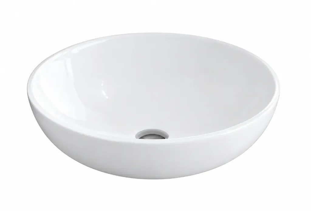 [0101-9456] White Round Countertop Washbasin 45 x 45